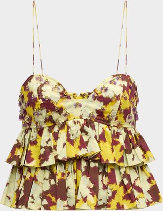 Ulla Johnson Lucia Beaded Crop Top