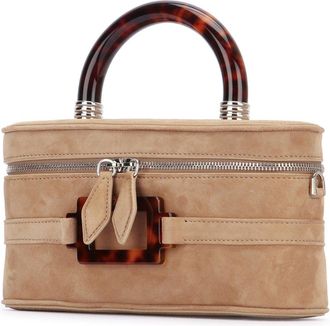 Roger Vivier Womens Vivier Top Handle Bag Beige Suede