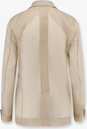 Max Mara Womens Silk Blazer Mxeslogan Beige Blazers Jacket