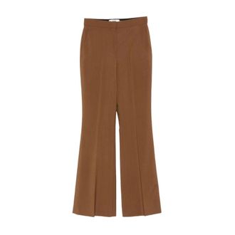Fendi Wide Trousers, female, Brown, XS, Leather Brown Wool-Mohair Blend Trousers