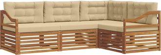 vidaXL Conjunto De Sof&aacute;s De Exterior 4 Uds. Natural Y Beige Vidaxl