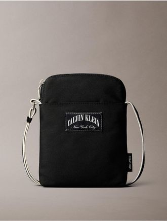 Calvin Klein Mens Heritage NYC Logo Graphic Capsule Reporter Bag - Black
