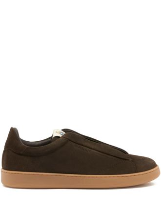 Bally Crest suede sneakers - men - Calf Suede/Fabric/Rubber - 42.5 - Brown