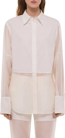 Helmut Lang Woven Button-Up Shirt in White/Soft White at Nordstrom, Size Xx-Small