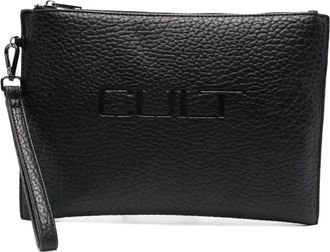 Cult logo-embossed zip clutch bag - Black