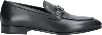 Ferragamo Black Gancini Round Toe Leather Loafers