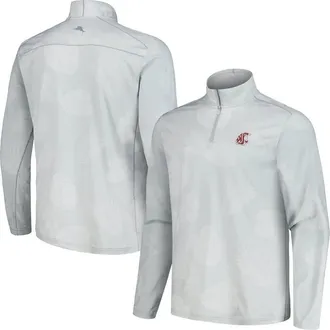 Tommy Bahama Mens Tommy Bahama Gray Washington State Cougars Delray Frond IslandZone Half-Zip Jacket at Nordstrom, Size X-Large