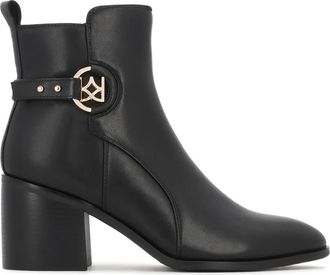 Kazar Leren laarzen met een brede hak - Dames - Laarzen met Hak - Zwart - 39 EU - Leer - Schoenen