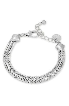 Savvy Cie Jewels RHODIUM PLATED OVER BRASS WOVEN CHAIN BRACELET