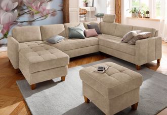 HOME AFFAIRE Wohnlandschaft »Earl U-Form« wahlweise auch mit Bettfunktion oder Bettfunktion mit Bettkasten