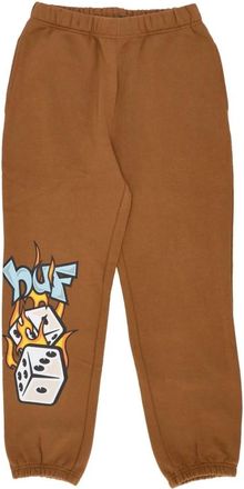 HUF Fleece Trainingsbroeken Rubber Heren - Heren - Sweatpants - Bruin - L - Katoen - Broeken