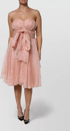 Dolce & Gabbana silk strapless pleated midi dress