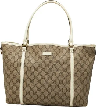 Gucci Beige White Pvc Patent Leather Tote Bag (Pre-Owned)