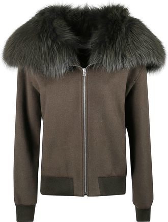 Yves Salomon 55 Cm Jacket With Zip With Fox Fur