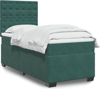 vidaXL Cama Box Spring Con Colch&oacute;n Terciopelo Verde Oscuro 80x200 Cm Vidaxl