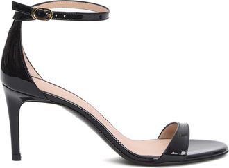 Stuart Weitzman Patent Sandal met 75mm Hak - Dames - Sandalen met hakken - Zwart - 36 1/2 EU - Leer - Schoenen