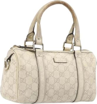 Gucci Pre-owned Boston Bag - Dames - Vintage Handtas - Beige - ONE Size - Leer - Vintage
