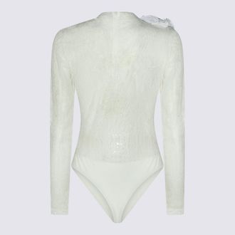 Nissa Crinkled Nylon Elastane Bodysuit Dress - White