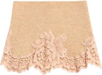 Valentino Garavani Lace Trim Cashmere Headband in Alabaster/rose Dust at Nordstrom, Size Large/x-Large