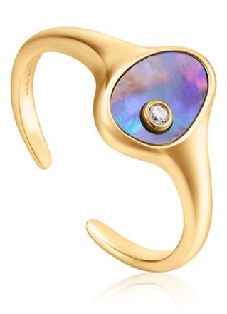 Ania Haie Tidal Abalone verstellbarer Ring vergoldet