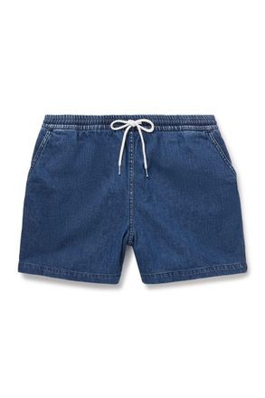 Drake's Slim-Fit Straight-Leg Stone-Washed Denim Drawstring Shorts