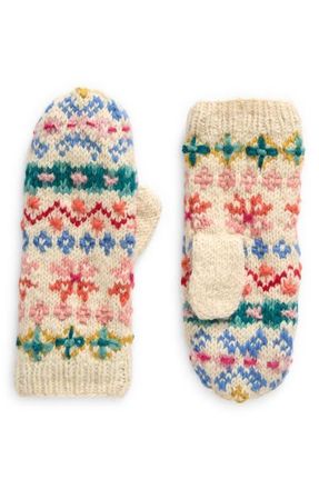 FRENCH KNOT River Hand Knit Wool Mittens in Natural at Nordstrom