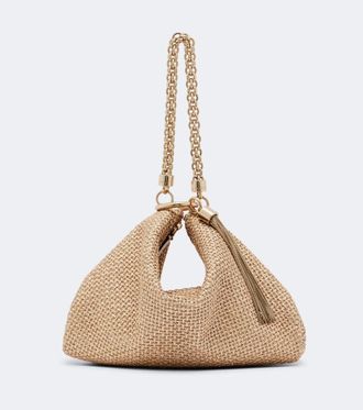 Jimmy Choo London Callie Medium raffia-effect shoulder bag