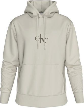 Calvin Klein Hoodies & sweatvesten, Heren, Wit, M, Katoen, 350Terry Micro Monologo Hoodie