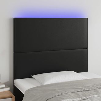 vidaXL Cabecero Con Luces Led Cuero Sint&eacute;tico Negro 80x5x118/128 Cm Vidaxl