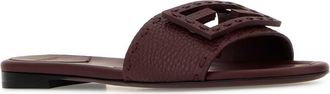 Fendi Womens Slide Vit.bott+ff Vitel.c-Infi Bordeaux+bordea Bord Leather Slippers Flat Shoes