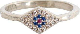 Nialaya blue CZ 925 Womens Clear Ring