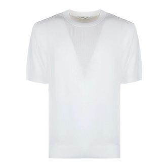 KANGRA Round-neck Knitwear, male, White, Size: 2XL Cotton Knit T-Shirt