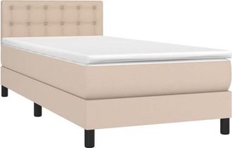 vidaXL Cama Box Spring Colch&oacute;n Led Cuero Sint&eacute;tico Capuchino 90x200 Cm Vidaxl
