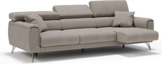 Divani.Store Divani.store - Caravaggio Sof&aacute; De 3 Plazas Extensibles Con Reposacabezas Ajustables En Tejido Impermeable 244 Cm Beige