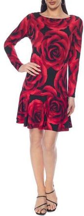 Tash And Sophie Long Sleeve Flounce Dress in Black/red at Nordstrom Rack, Size X-Large