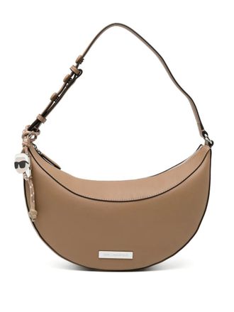 Karl Lagerfeld Ikon Smooth Halfmoon shoulder bag - Brown