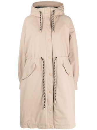 Woolrich long-line drawstring parka coat - women - Cotton/Polyester/Polyamide - S - Neutrals