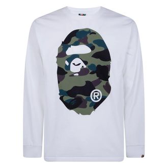A Bathing Ape A Bathing Ape, Tops, Heren, Wit, M, Katoen, 1st Camo Big Ape Head LS Tee