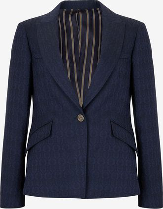 Etro Kurzer Jacquard-Blazer mit Reverskragen