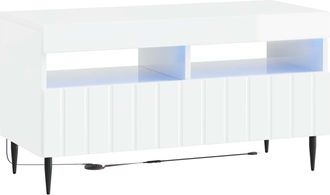vidaXL Mueble De Tv Led Blanco Brillante Madera De Ingenier&iacute;a Vidaxl