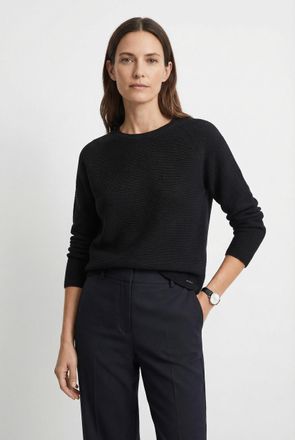 Cinque Strickpullover CINQUE CIELLA_LS, Damen, Gr. XXL (44), schwarz, Strick, Obermaterial: 100% Baumwolle, unifarben, regular fit normal, Rundhals, abgestep