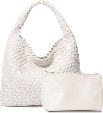 Generic Dyalsa Women Woven Handbag Soft Vegan Leather Shoulder Bag Summer Handmade Hobo Bag Clutch Bag Set for Work Travel (AL-007OFWT)