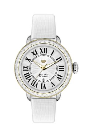 Glam Rock Womens : Bal Harbour Lady SM stainless steel with diamonds genuine leather techno silk white.. - One Size