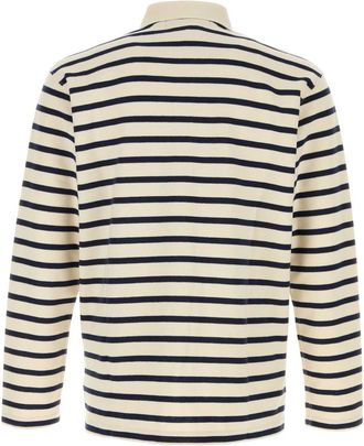 Junya Watanabe Mens Embroidered Cotton Oversize Polo Shirt Ntrlnavy