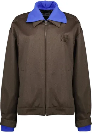Miu Miu Jassen, Dames, Bruin, S, Wol, Cover Fabric Blouson