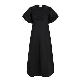 Neo Noir Black Poplin Dress with Draped Details - female - Neo Noir - Midi Dresses - Black - XS - Dresses