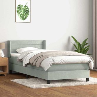 vidaXL Cama Box Spring Con Colch&oacute;n Terciopelo Gris Claro 80x210 Cm Vidaxl