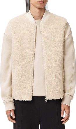 AllSaints Otis Fleece Vest in Bone White at Nordstrom, Size Xx-Large