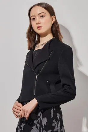 Ming Wang Tailored Moto Jacket in Black at Nordstrom, Size 1X