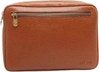 Celine Pre-owned Leren Clutch Tas - Heren - Vintage Clutch - Bruin - ONE Size - Leer - Vintage